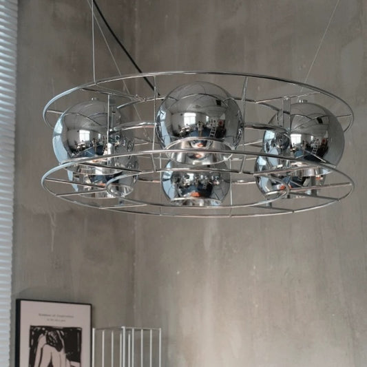 Hommie Silver Mirror Ball Ring Chandelier HBCD034 1