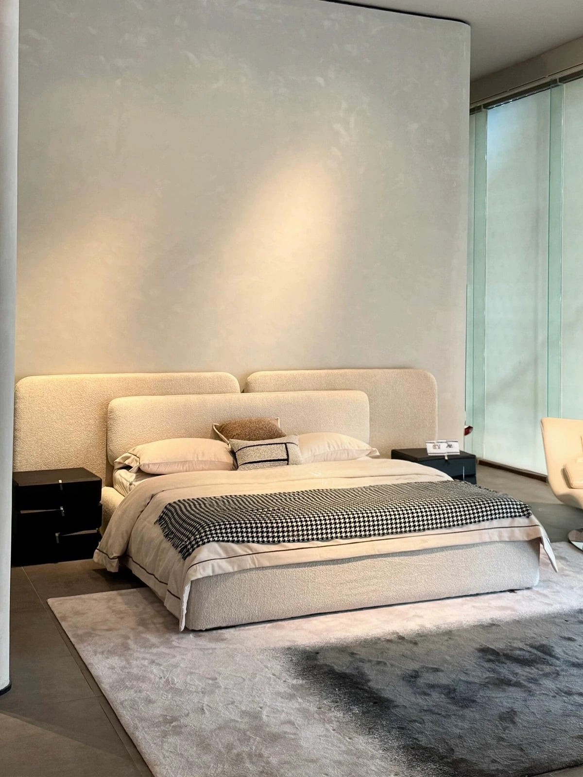 Hommie Cream Wide Low Headboard Bed HBBD044 1