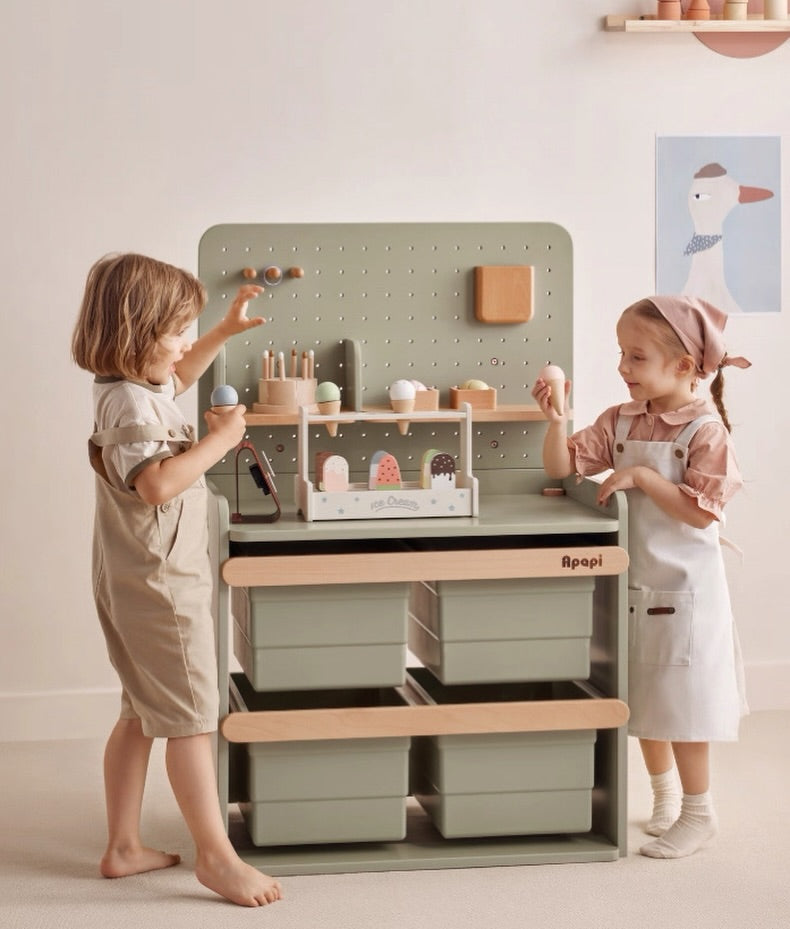 Hommie Sage Green Kids Toy Storage Shelf with Bins HBKW018 3