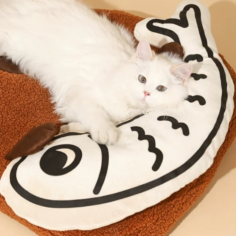 Hommie Brown Plush Oval Cat Bed HBPT027 2