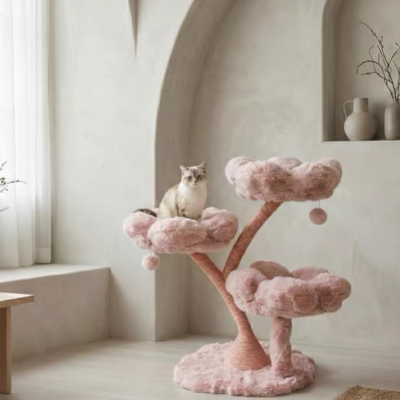 Hommie Cat Pinkish Flower Tower HBPT014