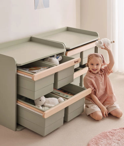 Hommie Sage Green Kids Toy Storage Shelf with Bins HBKW018 2