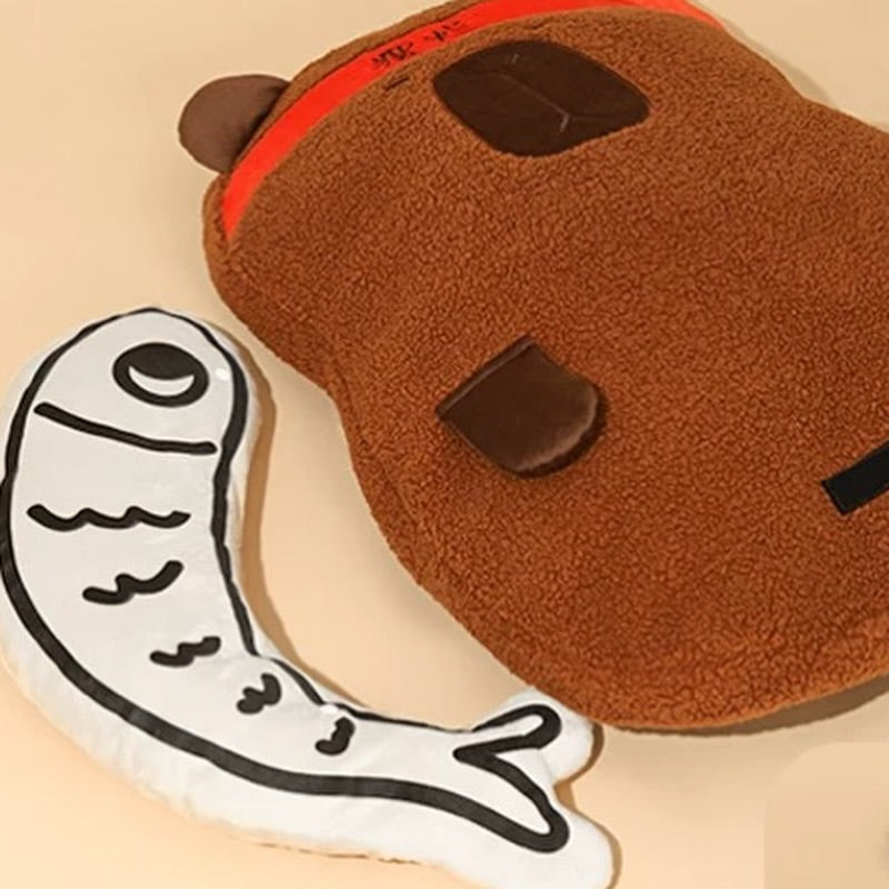 Hommie Brown Plush Oval Cat Bed HBPT027 3