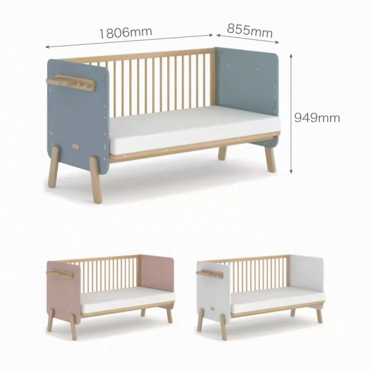 Hommie Pink Panel Wood Slat Convertible Kids Bed HBBD043 6