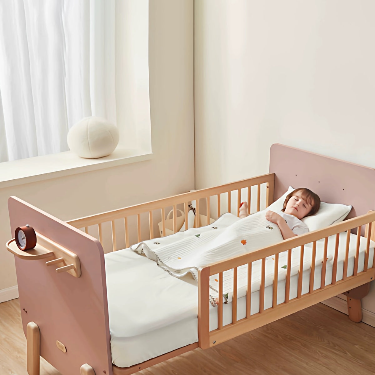 Hommie Pink Panel Wood Slat Convertible Kids Bed HBBD043 4
