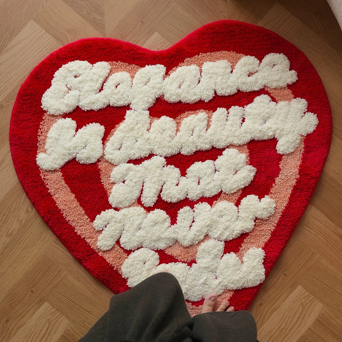 Hommie Red Script Heart Shaped Carpet HBCR029 3
