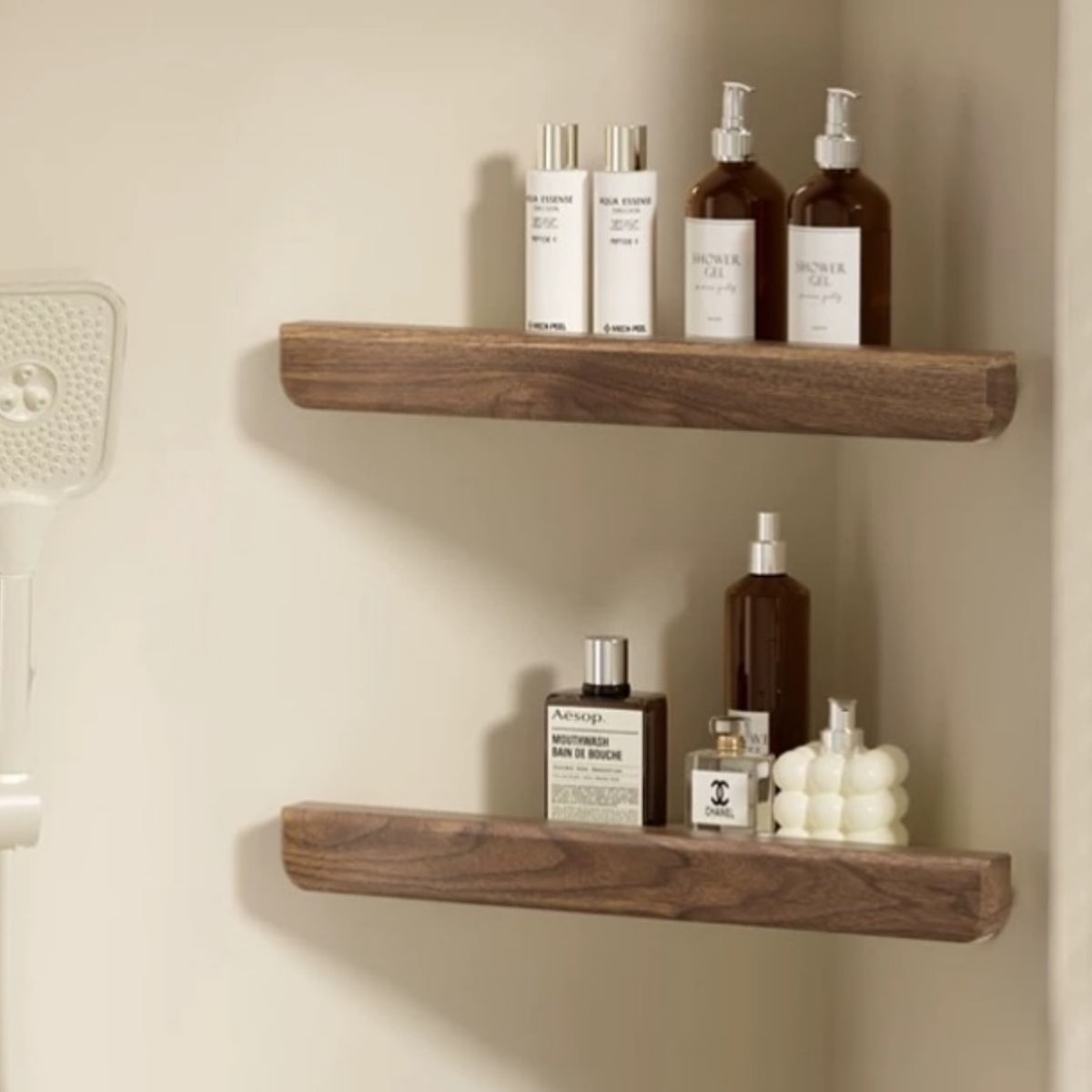 Hommie Dark Wood Floating Corner Shelf HBBK011 1