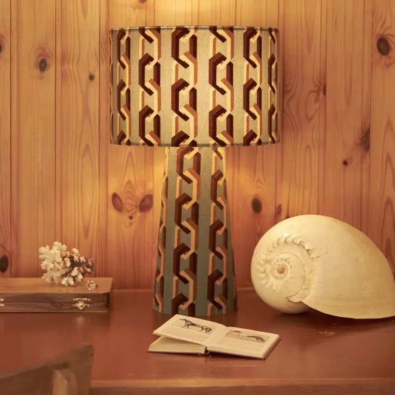 Hommie Brown Geometric Pattern Shade Table Lamp HBCL057 1