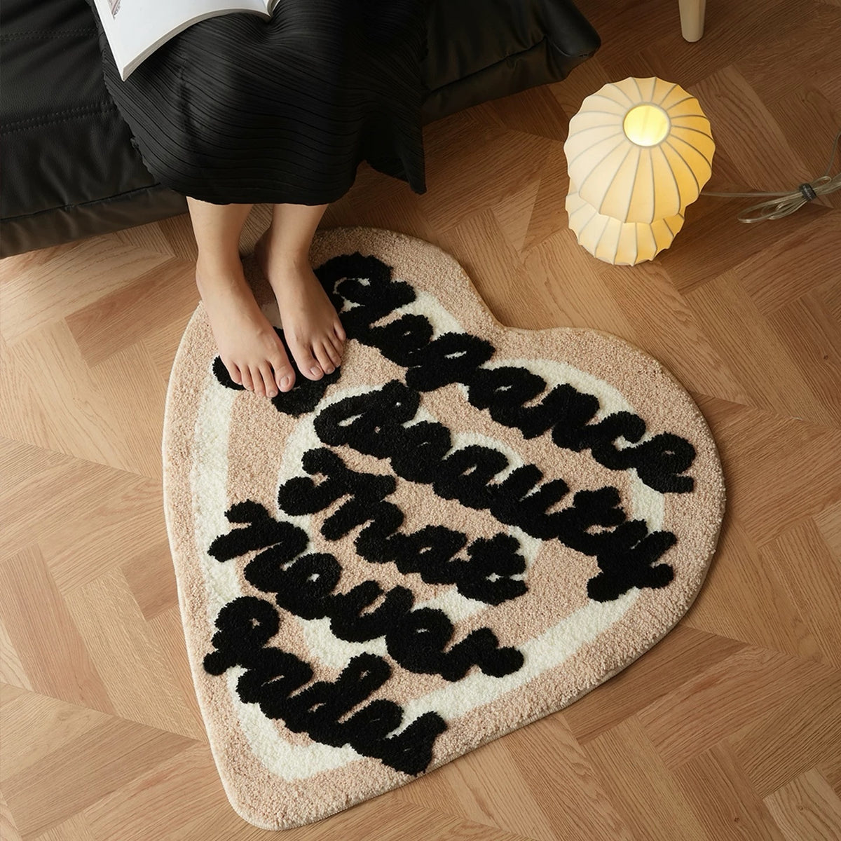 Hommie Red Script Heart Shaped Carpet HBCR029 2