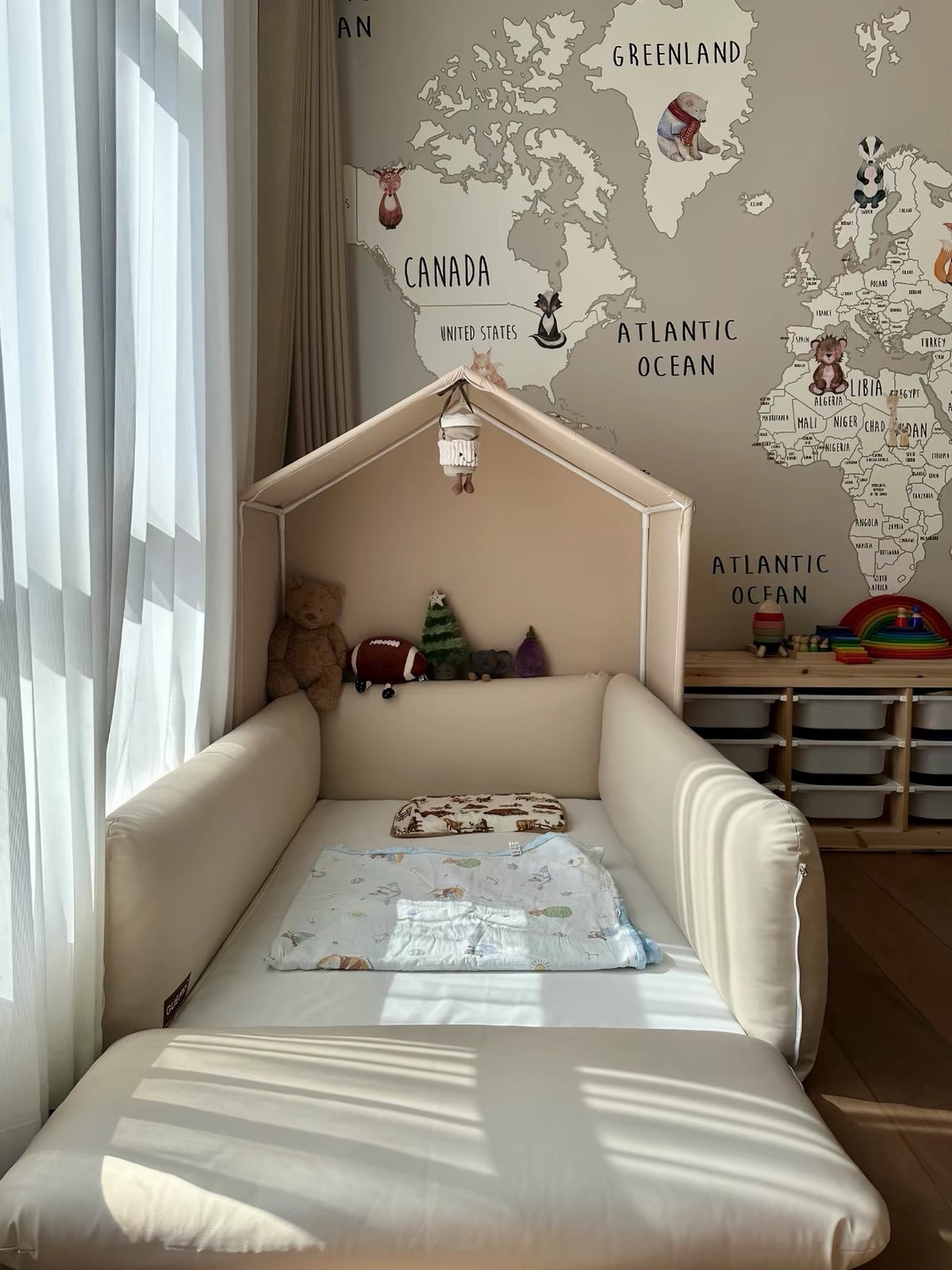 Hommie Cream House Headboard Kids Bed Set HBBD042 1