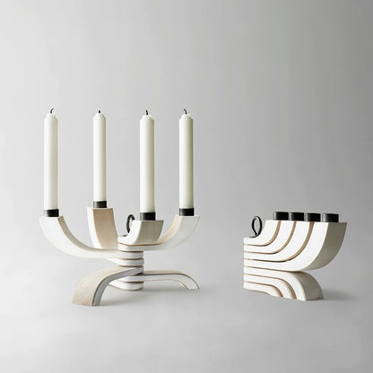 Hommie Cream Fan Base Four Candle Holder HBHD021 3