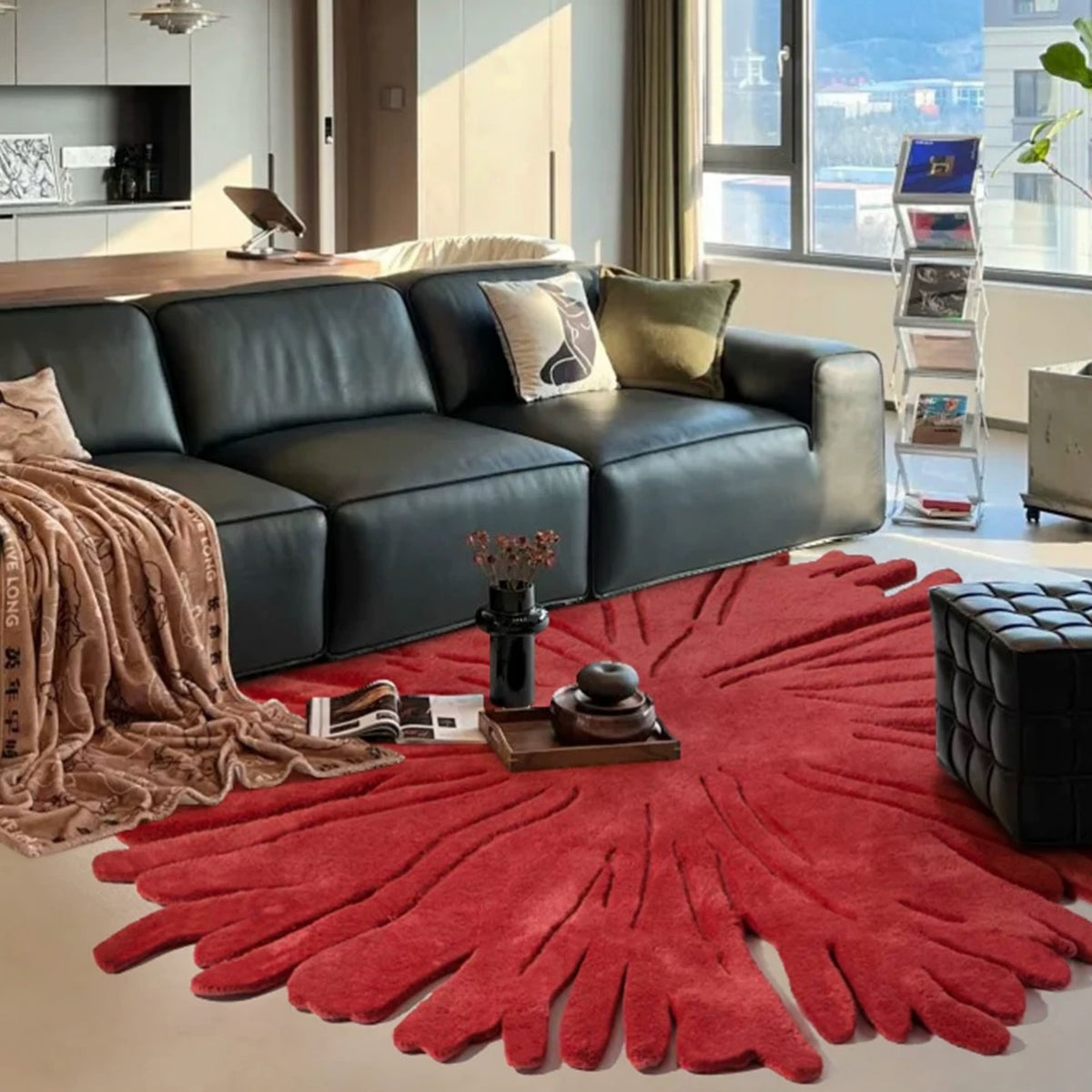 Hommie Red Petal Shaped Carpet HBCR030 2