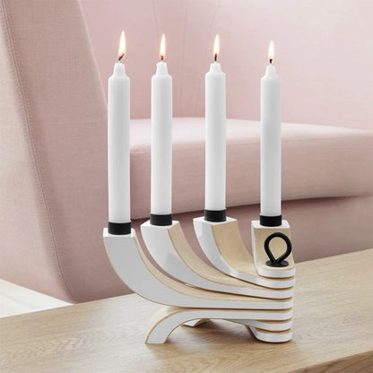 Hommie Cream Fan Base Four Candle Holder HBHD021 2