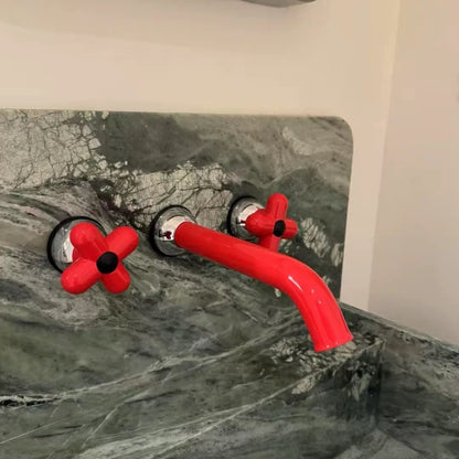 Hommie Red Cross Handle Wall Mounted Faucet HBFA007 1