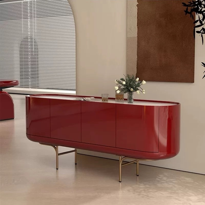 Hommie Red Lacquer Curve TV Console HBTC026 2