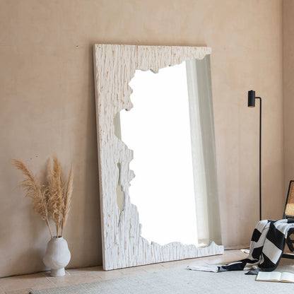 Hommie Rugged Cutout Edge Wood Floor Mirror HBMR035 4