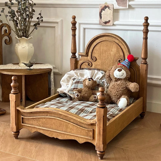 Hommie Vintage Four Post Wood Pet Bed HBPT026 1