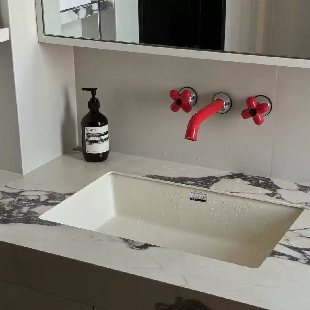 Hommie Red Cross Handle Wall Mounted Faucet HBFA007 2