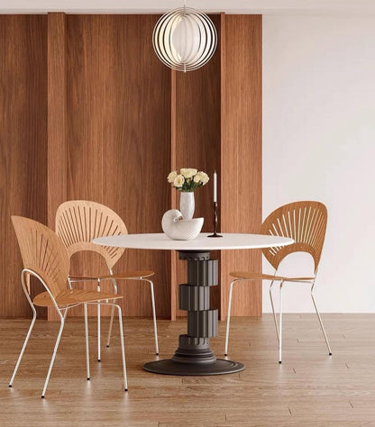 Hommie Fluted Drum Pedestal Round Dining Table HBTD049 1