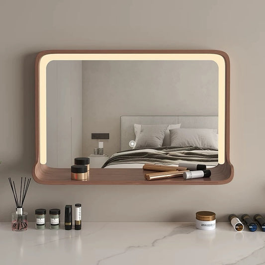 Hommie Wood Frame LED Mirror Shelf HBMR034 1