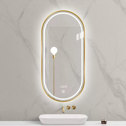 Hommie Gold Frame Long Oval LED Mirror HBMR033 2