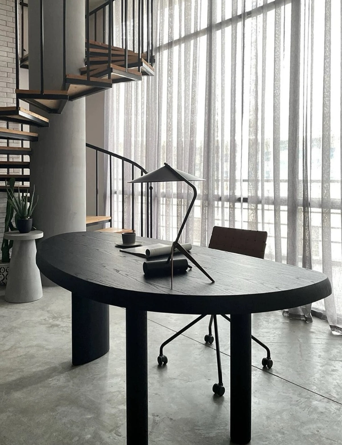 Hommie Black Oval Slab Leg Multi-purpose Table HBTD051 1