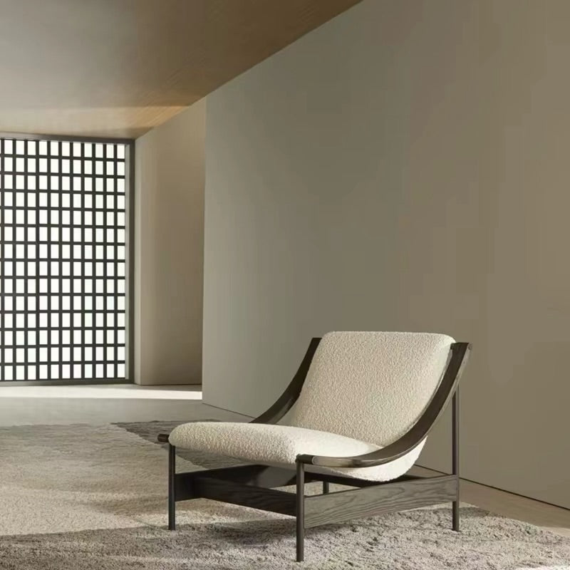 Hommie Curved Wood Steel Lounge Armchair HBAC048 1