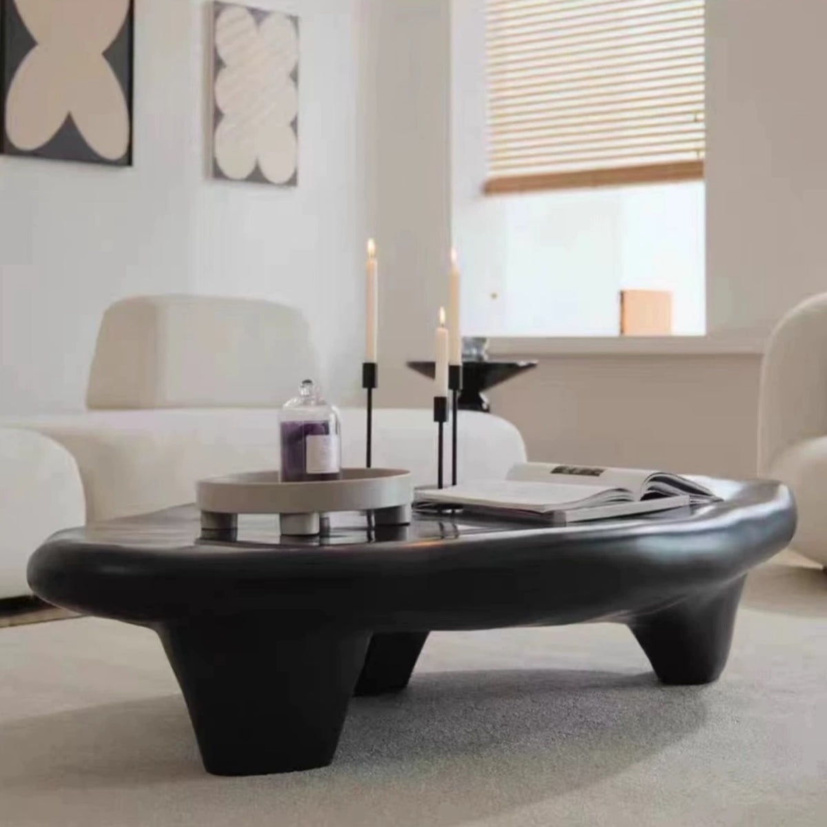 Hommie Black Pebble Oval Coffee Table HBFT054 2