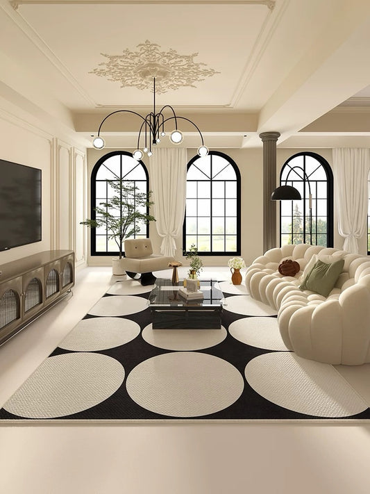 Hommie Black Cream Big Circle Carpet HBCR028 1