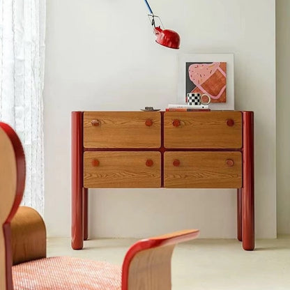 Hommie Red Frame Wood Drawer Console Cabinet HBCB029 2