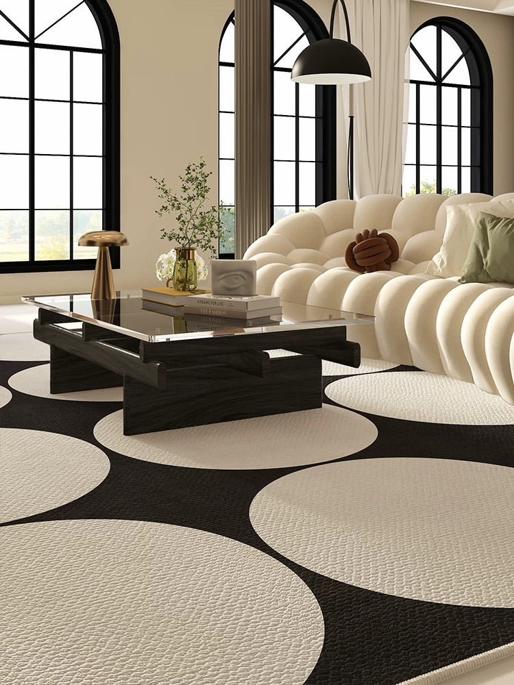 Hommie Black Cream Big Circle Carpet HBCR028 2
