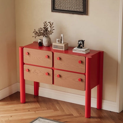 Hommie Red Frame Wood Drawer Console Cabinet HBCB029 1