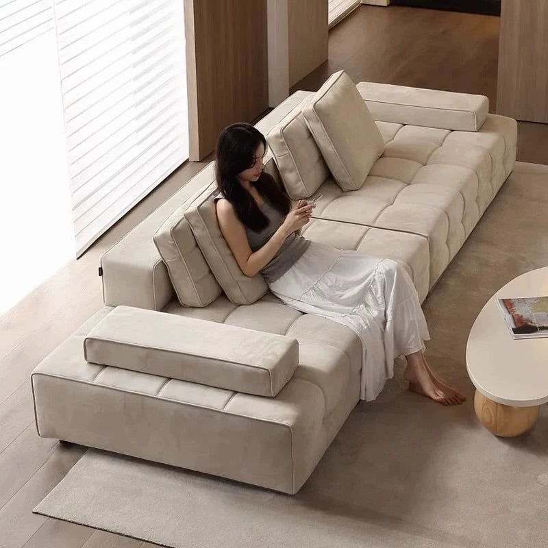 Hommie Luxury Authentic Italian Leather Sofa HBSF015 U3 Cream2