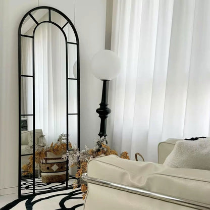 Hommie Black Double Arch Window Frame Mirror HBMR032 3