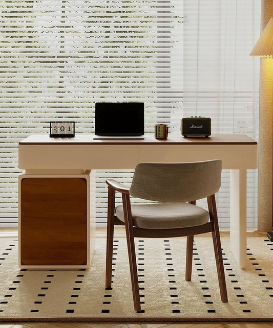 Hommie Cream Top Walnut Drawer Working Table HBWD014 1