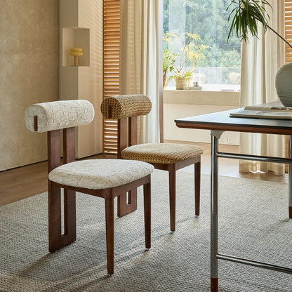 Hommie Boucle Bolster Back Wood Chair HBCH051 3