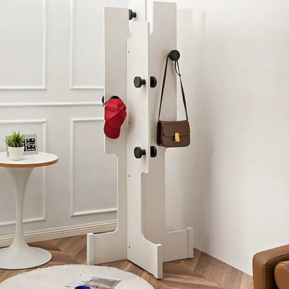 Hommie White Wood Coat Stand with Black Knobs HBWR008 3
