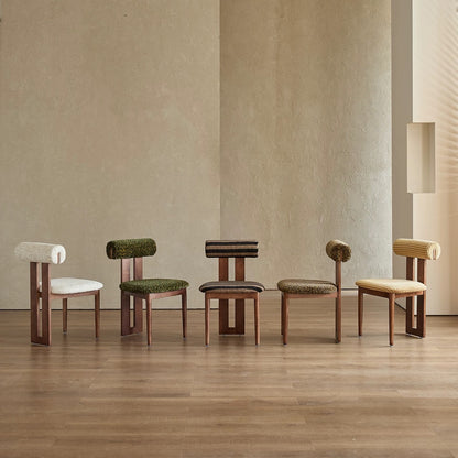 Hommie Boucle Bolster Back Wood Chair HBCH051 1