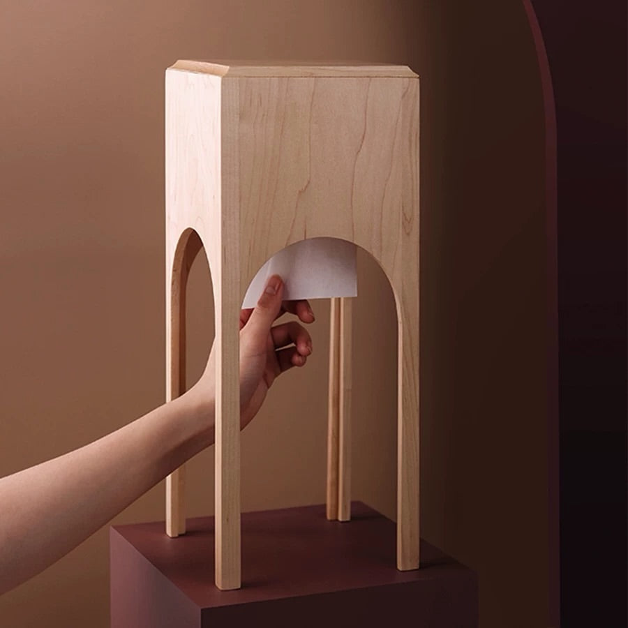 Hommie Wood Arch Tissue Holder HBMC029 1