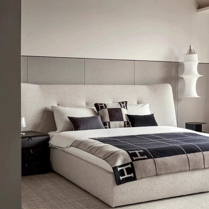 Hommie Cream Curved Tufted Headboard Italia Bed HBBD036 1