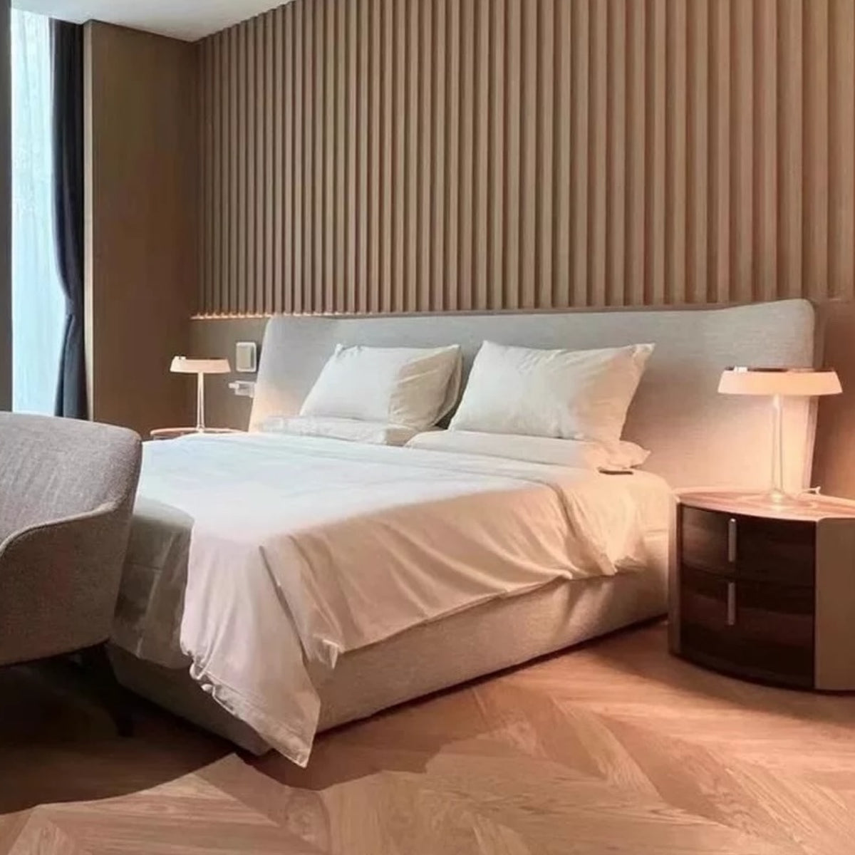 Hommie Cream Curved Tufted Headboard Italia Bed HBBD036 3