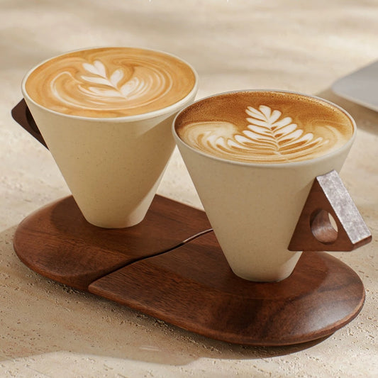 Hommie Cone Cup Couple Set with Walnut Tray HBKK053 1