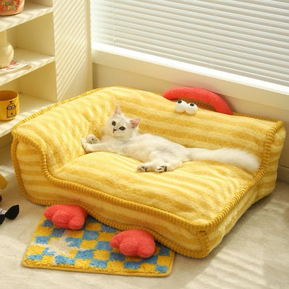Hommie Yellow Striped Character Pet Sofa Bed HBPT025 2