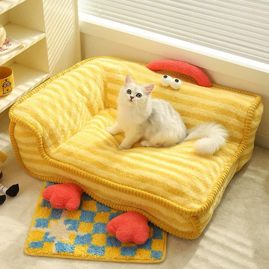 Hommie Yellow Striped Character Pet Sofa Bed HBPT025 1