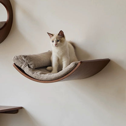 Hommie Walnut Curved Wall Cat Bed HBPT024 1