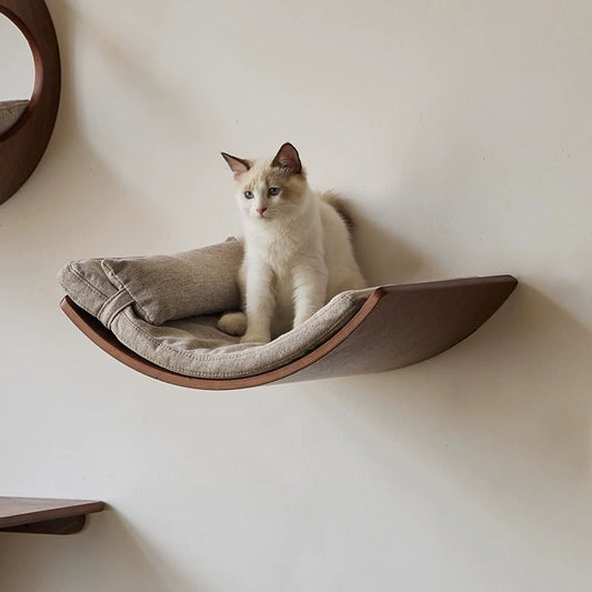 Hommie Walnut Curved Wall Cat Bed HBPT024 1