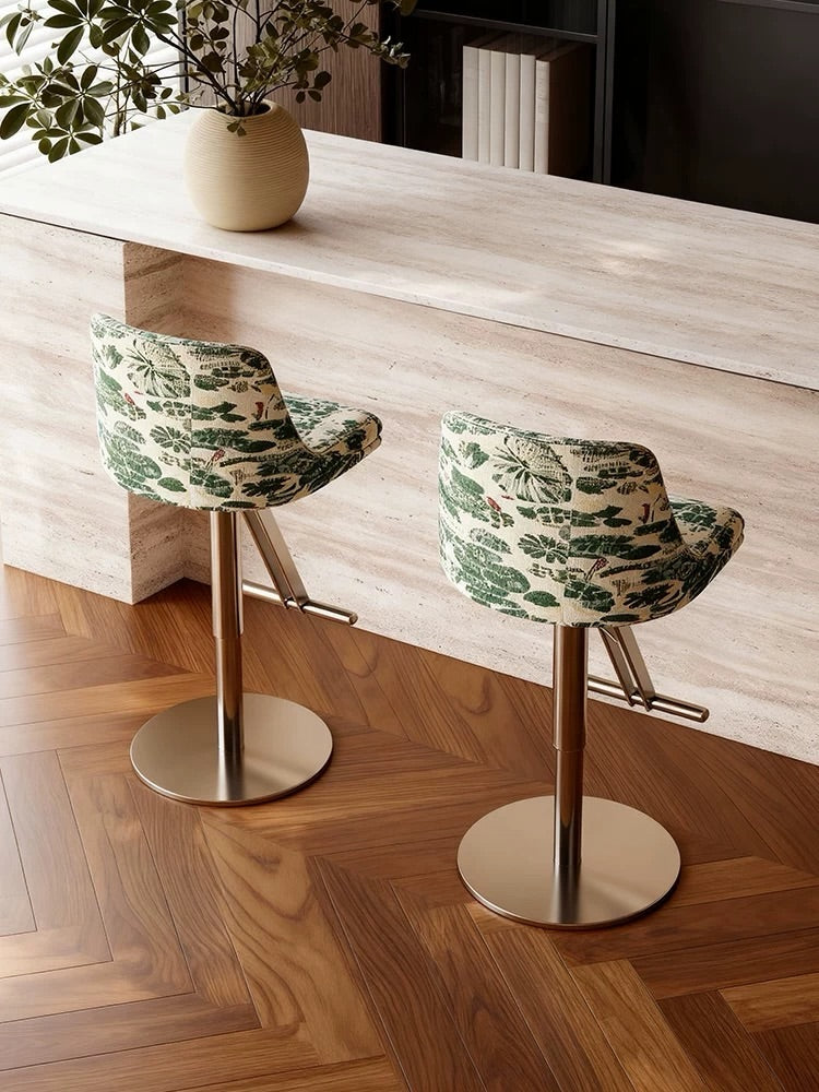 Hommie Green Pattern Chrome Bar Chair HBCH047 1