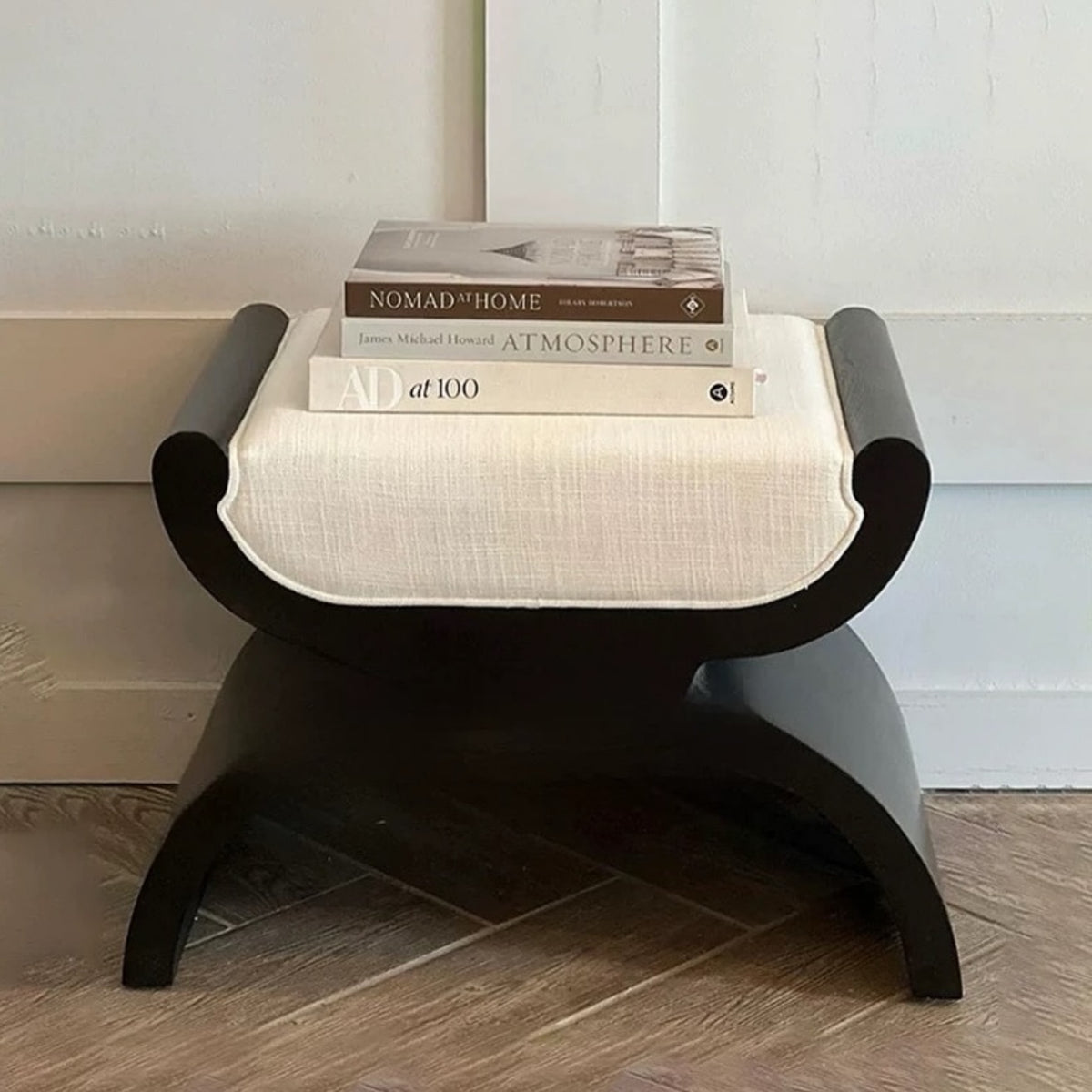 Hommie Black Arched Leg Cushion Stool HBST039 1