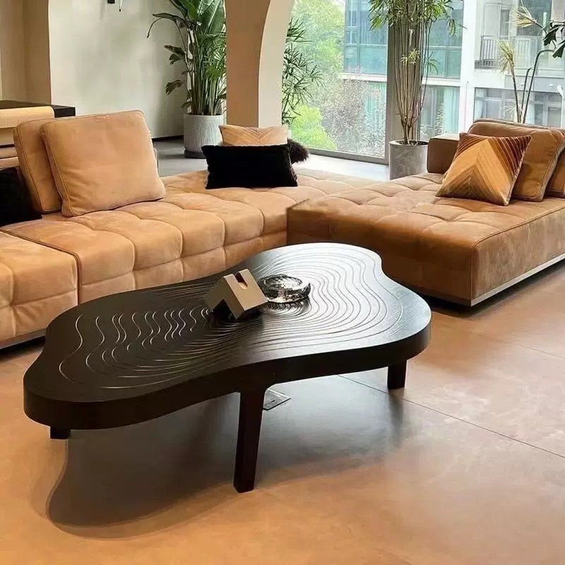 Hommie Black Ripple Top Organic Coffee Table HBFT050 2