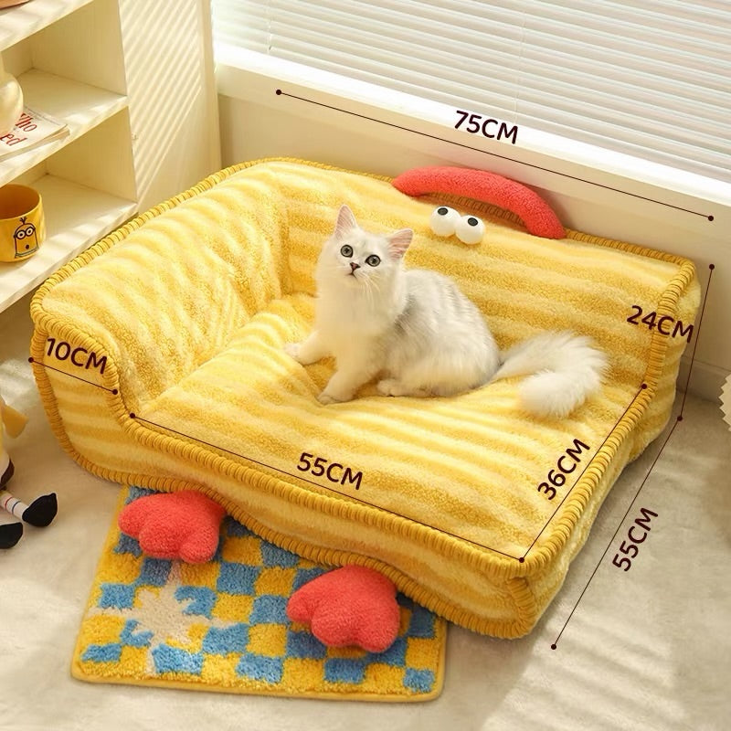 Hommie Yellow Striped Character Pet Sofa Bed HBPT025 4